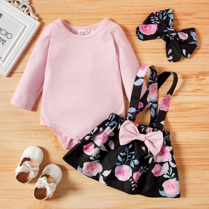 

Baby Girl Sweet Floral Suit-dress, Color block