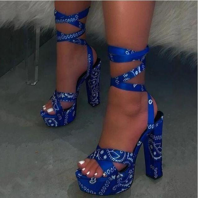 

Summer New Fashion Women's High Heels Wrapped Ankle Silk Straps Outdoor Travel Sandals Non-slip Thick Bottom Sandals Women, Red rose