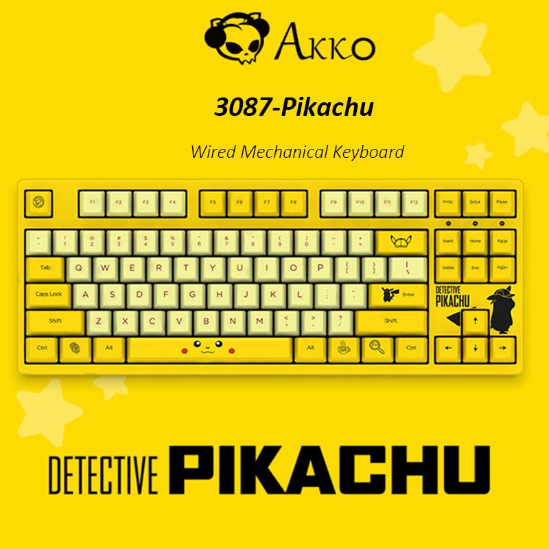 

Original AKKO 3087 Yellow Wired Mechanical Gaming Keyboard with Cherry MX Switch 87 Keys PBT Computer Gamer Type-C Cable