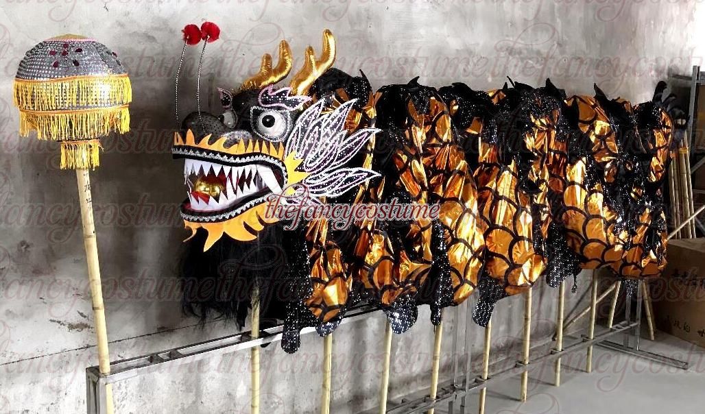 

2020 dragon dance black golden size 4 # 10m Length adult mascot costume china new year home shop christmas day rave culture holiday party, Green