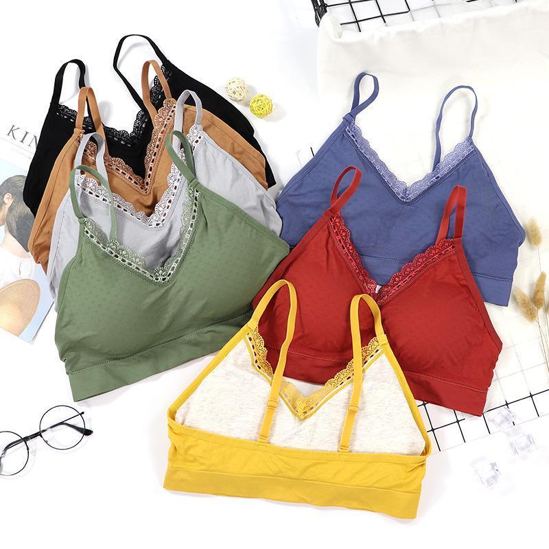 

Sports Tops Women Underwear Solid Ruffles Padded Bra Female Leisure Bras Training Indoor Yoga Sportswear Breathable One Size1