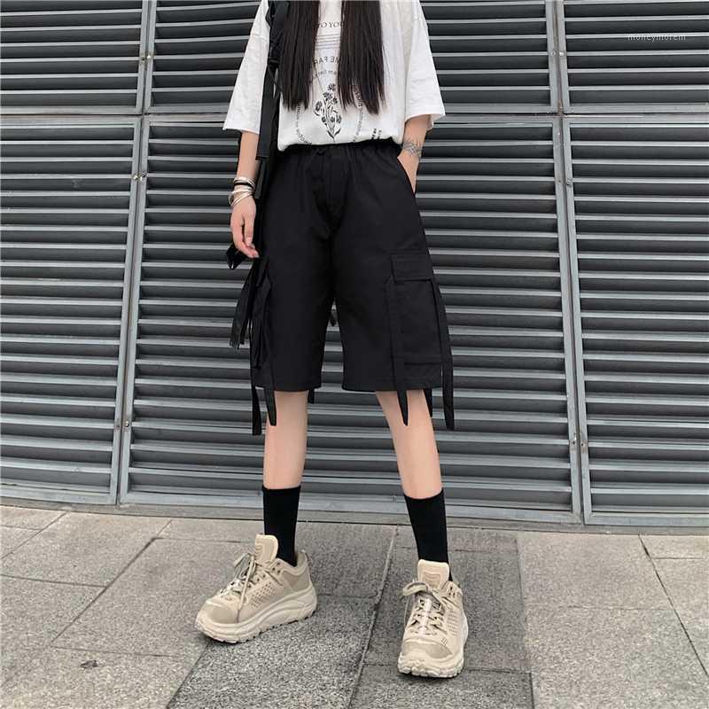 

2020 New Harajuku Pants women high waist Knee Length Casual trousers women Summer ladies Loose Cargo pants pantalon femme1, Black