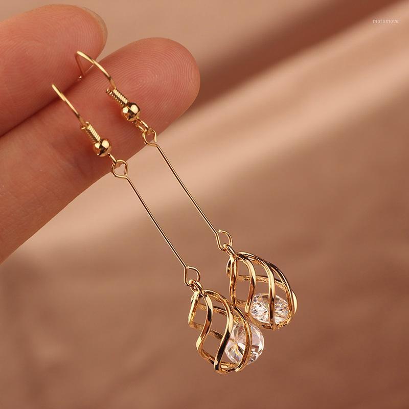 

MYWINY crystal zircon earrings for women ,hollow out copper jewelry thread earrings1