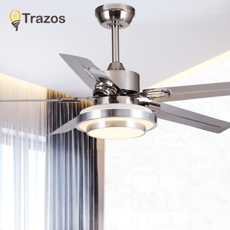 

52 inch Europe silvery Modern LED aluminum Ceiling fans With Lights Remote Control Living Room Bedroom Home Fan Lamp 220 Volt1