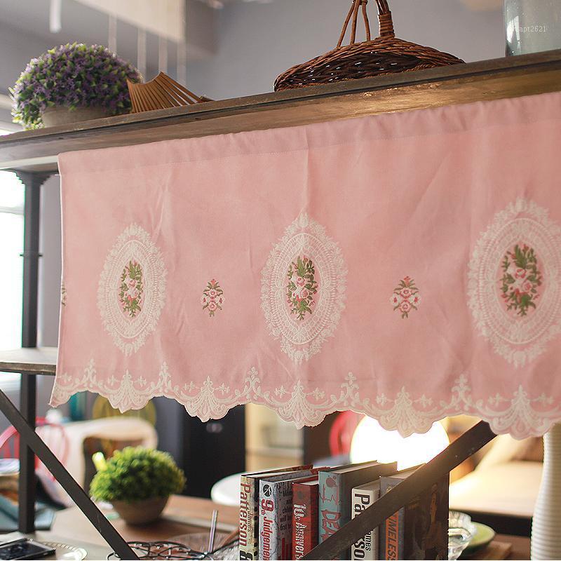 

DUNXDECO Short Curtains For Kitchen French Door Half Cortinas Garden Rose Embroidery Rideau Romantic Window Blind Decor 100x45CM1