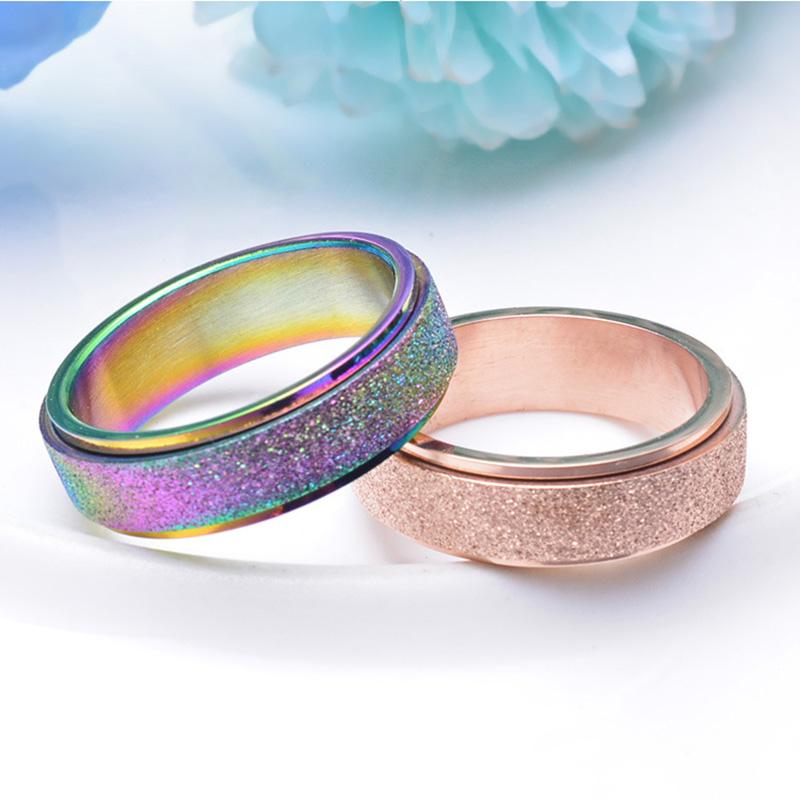 

6mm Titanium Steel Scrub Ring Punk Rock Circle Round Simple Couple Wedding Rings Men Women Prevent Allergies Never Fade JZ116