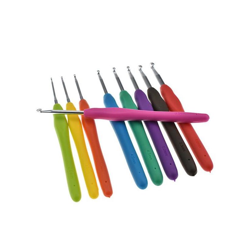 

9Pc/Set Metal Crochet Hook Knitting Needles Tool With Soft Handle Diy Ju0088 Xxeiy