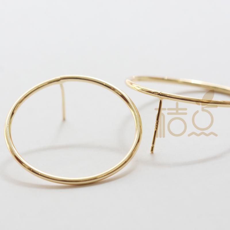 

2 Pieces (One Pair) Gold Plated Brass Base Earring Post - Ring 30.4mm (4526C