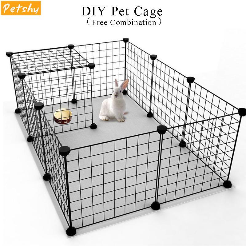 

Petshy DIY Pet Fences Dog Cage Playpen Iron Net Cat Puppy Kennel House Free Combination Animal Bird Playing Sleeping Room