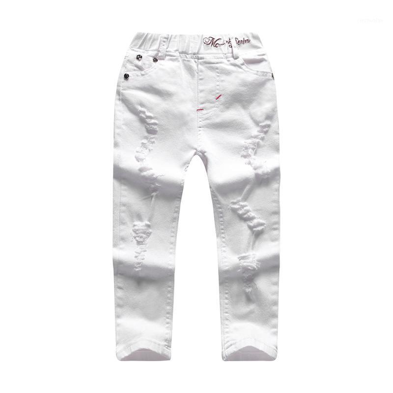 

Jeans Children Broken Hole Pants Trousers Baby Boys Brand Fashion Autumn 5-8Y White Kids Clothing 2021 301, As pic