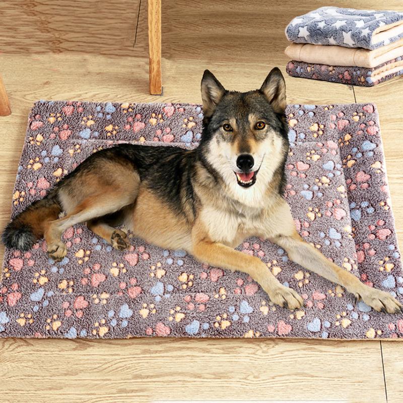 

Pet Dog Bed Soft Cashmere Flannel Large Beds For Cats Warm Sleeping Mattress Plush Thicken Cushion Pet Bed For Dog Pets Supplies, Blue