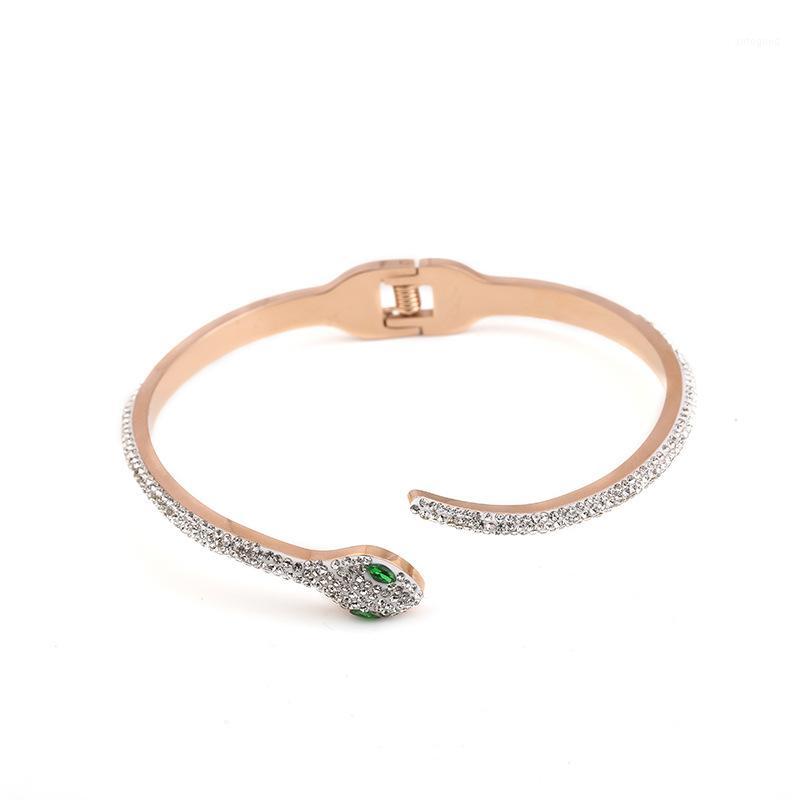 

Bangle 18KGP Rose Gold Color Snake Titanium Steel Open Women 316L Stainless Bracelet Jewelry Gift (KGB004)1
