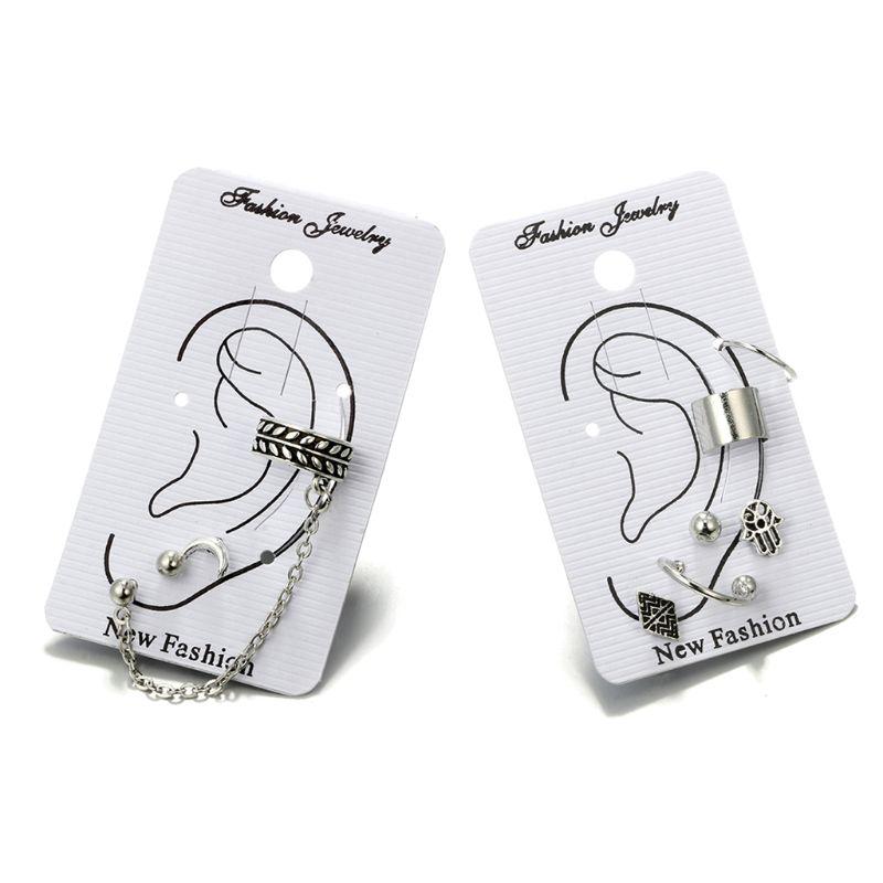 

Ear Cuff Earrings Antique Cartilage Dangle Chain Earrings Set for K-Kop Idol Women