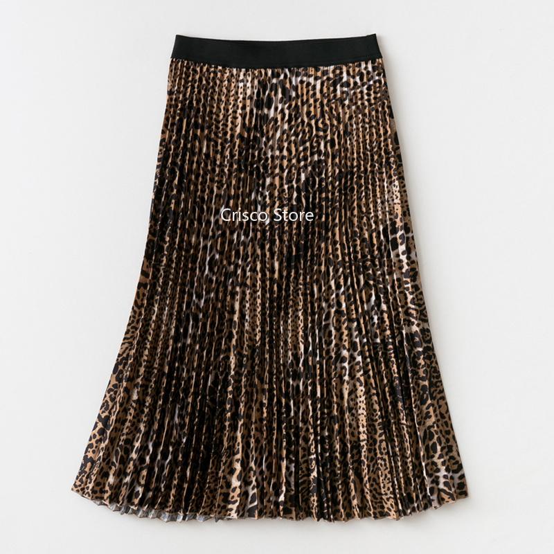 

Women Skirt 2020 Autumn and Winter New Style Elastic Waist Leopard Print Pleated Skirt