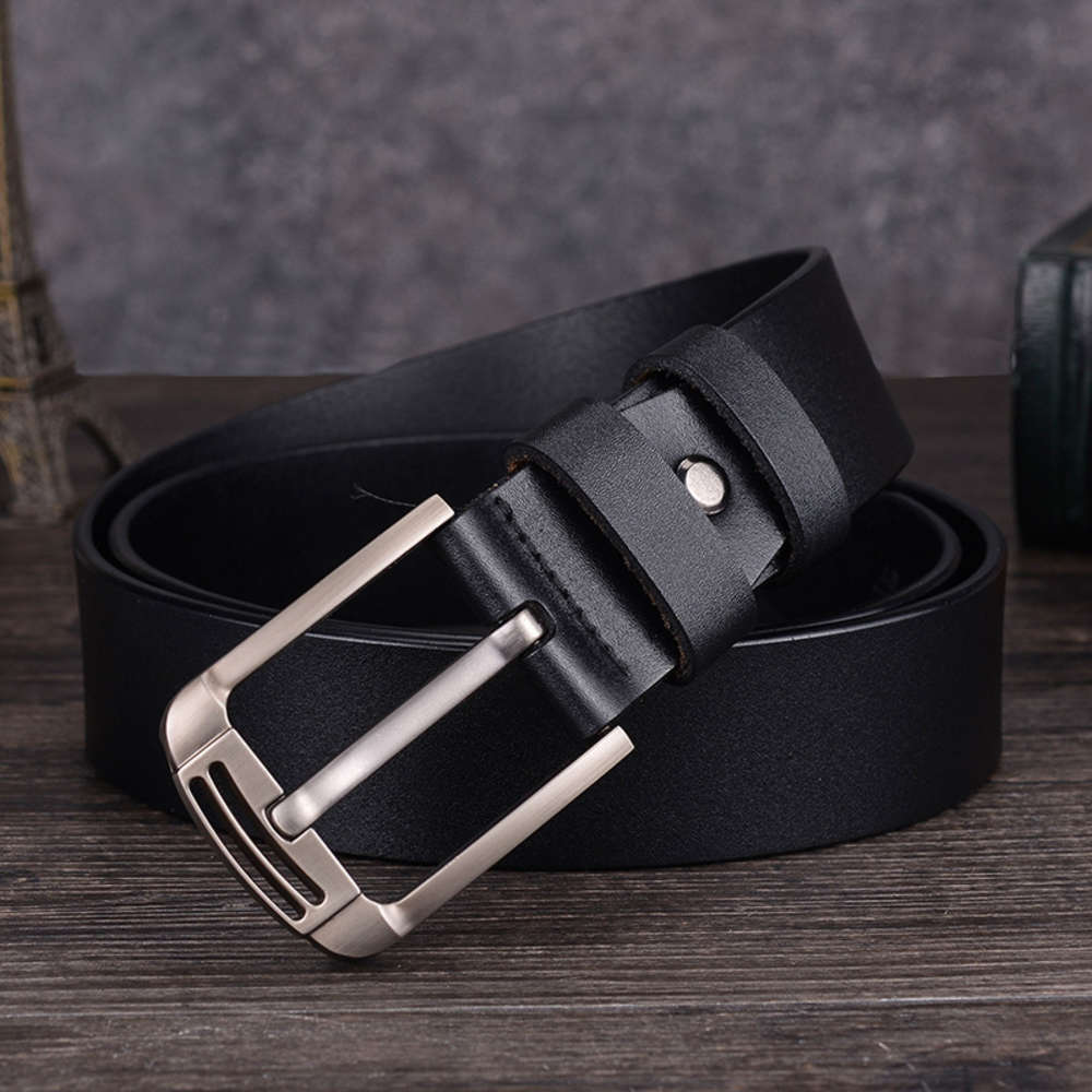 

New men's leather belt and leather belt, Black