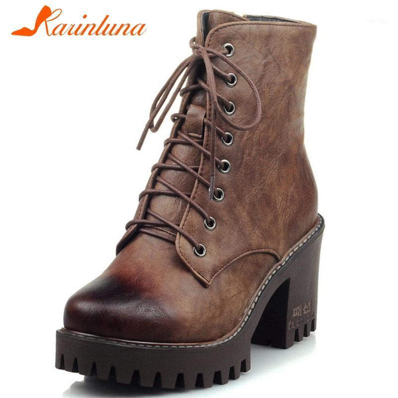 

Karin women Boots 2020 New Arrival Short Plush Keep Warm Ankle Boots Casual Platform Square Thick Heels women shoes1, Black