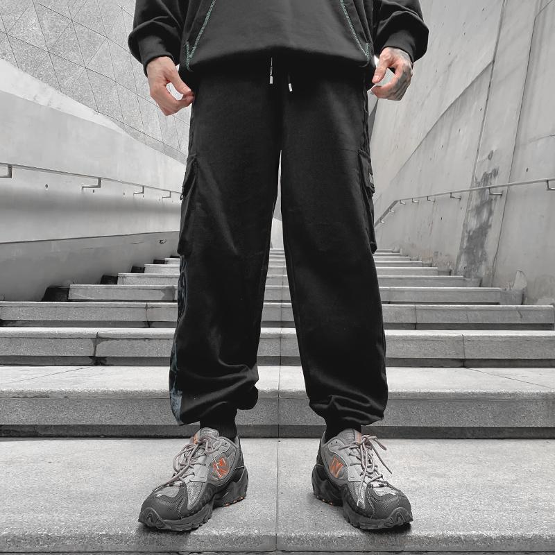 

AprilMOMO 2020 Fall/Winter New Style Youth Men's Loose Leggings Trendy Pants Dark Casual Pants, Black