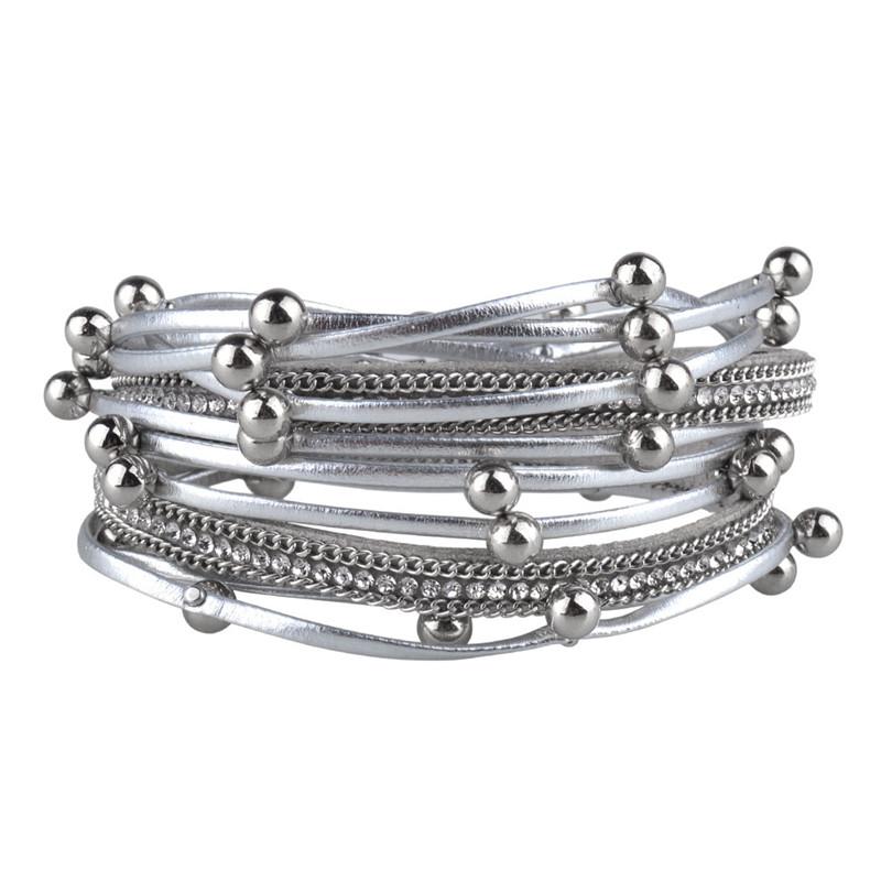

Multilayer Leather Bracelets For Women 2020 Trendy Design 3 Colors Beads Charm Double Wrap Bracelets & Bangles Jewelry