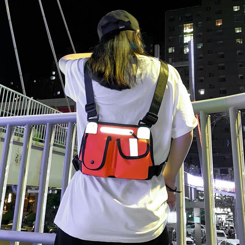 

Men Tactical Chest Bag Fashion Hip Hop Vest Streetwear Bag Waist Pack Women Black Camo Functional Chest Rig