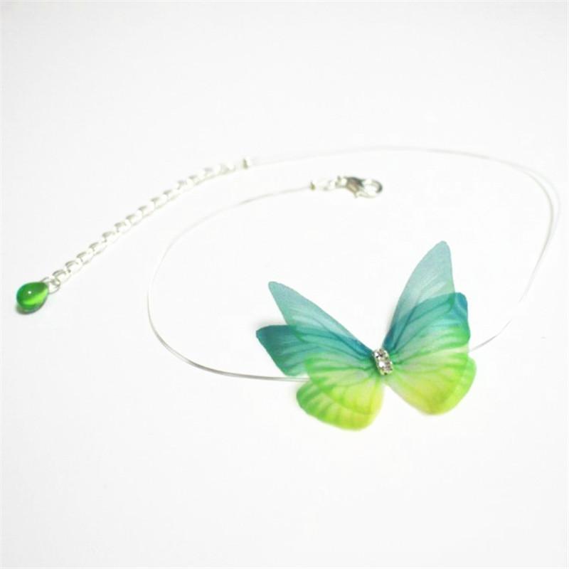 

Chokers Invisible Colorful 3D Yarn Butterfly Crystal Choker Necklace Fishline Silk Fashion Jewelry For Women Gift
