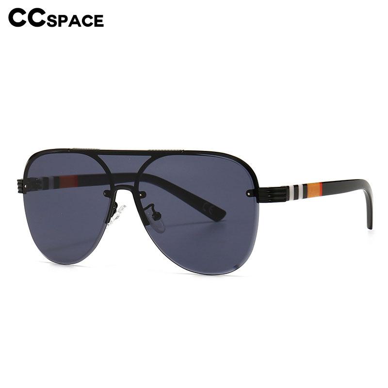 

46586 One Lens Half Frame Stripe Legs Sunglasses Oversized Men Women Fashion Shades UV400 Vintage Glasses
