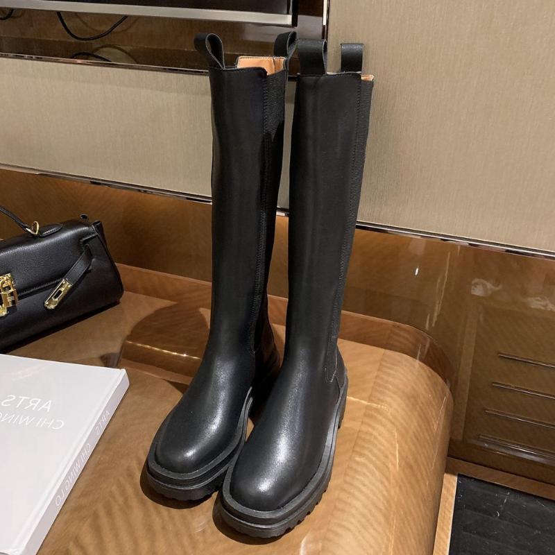 

2020 Arrivals Slip on Knee High Boots Woman Shoes Platform Comfortable Black Spring Autumn Thicken Warm Boots Ladies Botas Mujer