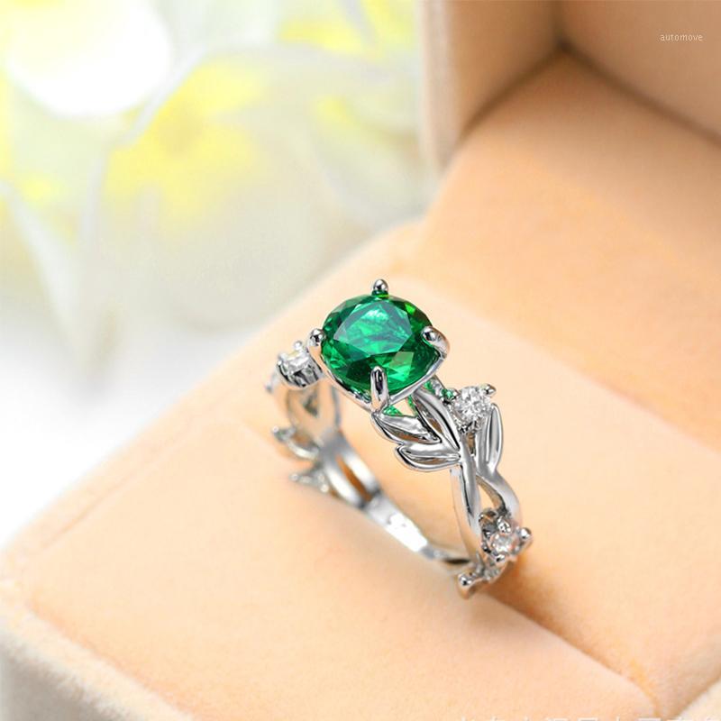 

Hot Sell 4 Crystal Silvery Leaf Engagement Rings For women Blue Crystal CZ Marriage Commitment Jewelry Free Shipping1