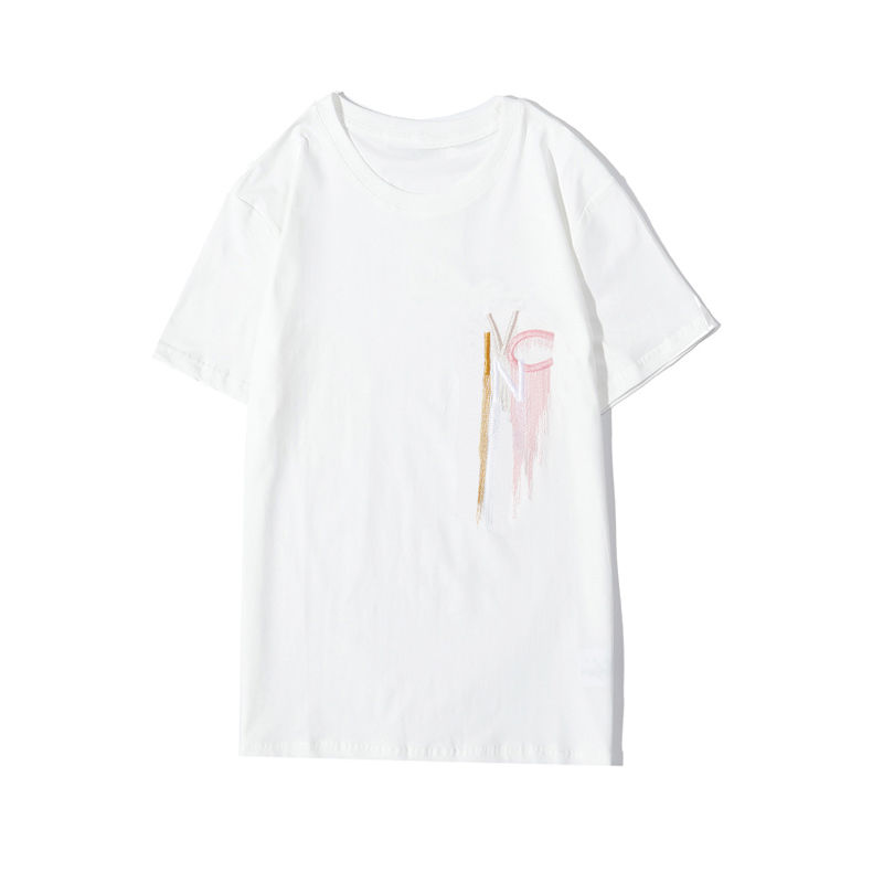 

Fashion Mens T Shirt 2020 Famous Street High Quality Letter Embroidery Short Sleeve Shirts 20ss Men Women Couples Style Hip Hop Casual Tee, White