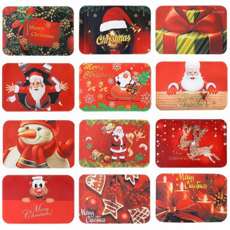 

60*40cm Christmas Carpet Cartoon Red Santa Claus Snowman Pattern Mat Ourdoor Carpet for Navidad Christmas Party Home Decorations1, B04