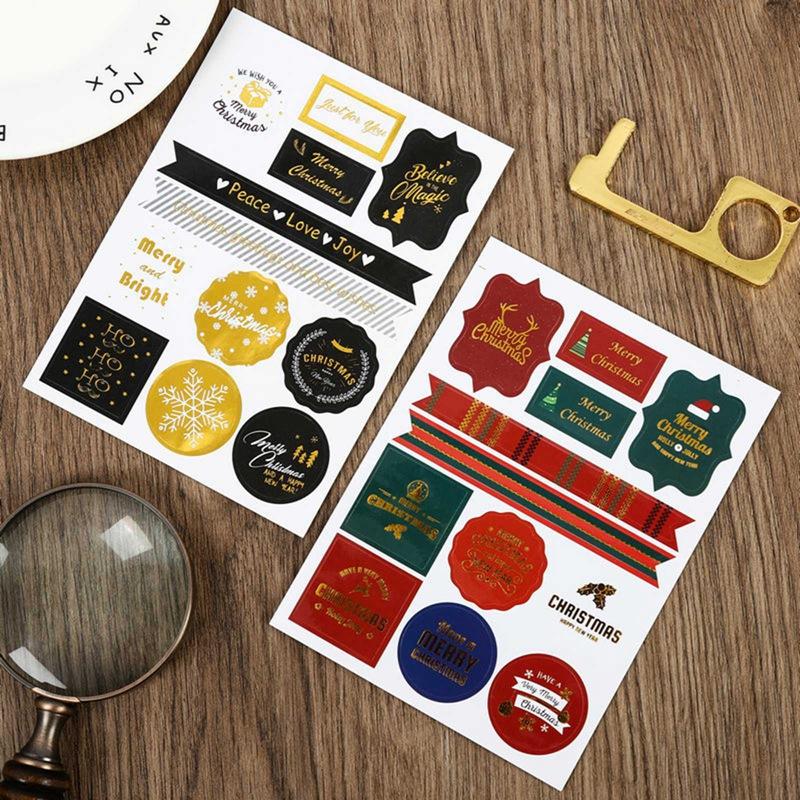 

10 PCS/pack Mixed Handmade Craft Stickers Christmas Halloween Baking Stickers Retro For Holiday Decoration