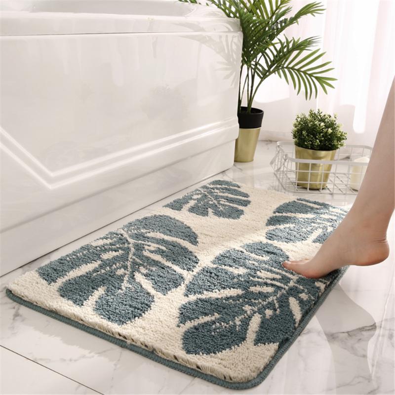 

Leaf Pattern Non-Slip Bathroom Mat Quality Floor Carpet For Living Room Soft Water Absorbent Shower Room Door Rug Hallway Mats