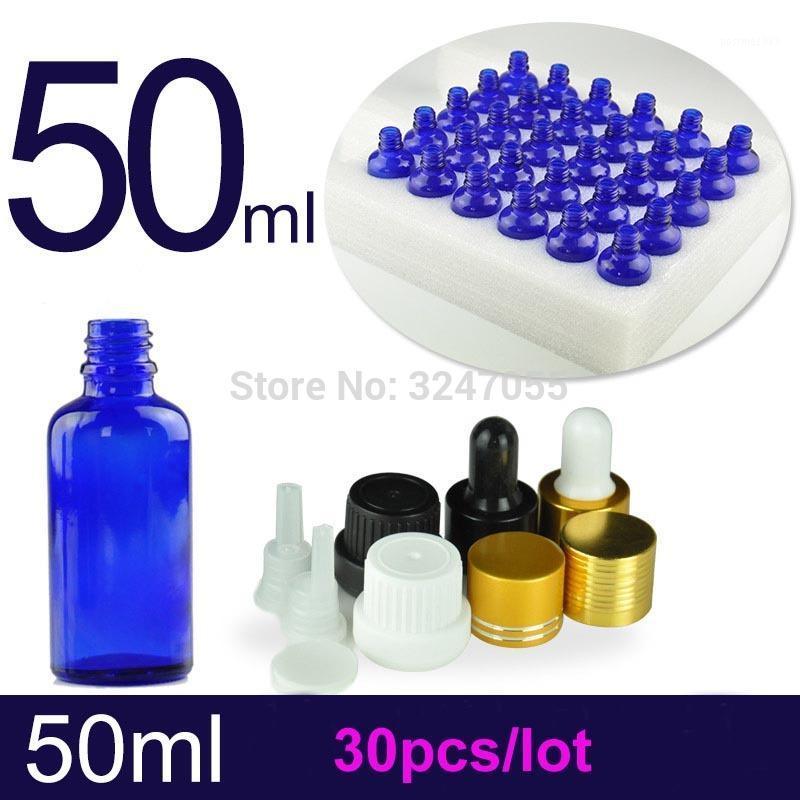 

50ML 30pcs Glass Empty Blue Cosmetic Essential Oil Refillabe Bottle, Portable Perfume Dropper Package, Glass Pipettes Package1