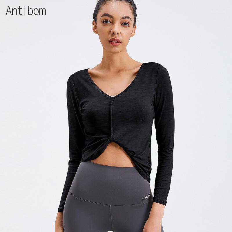 

Antibom Fitness Crop Top Yoga Gym Longsleeve For Female T-Shirt Soft Fit Women Clothes Running Quick-Dry Training Sports Top1, Black