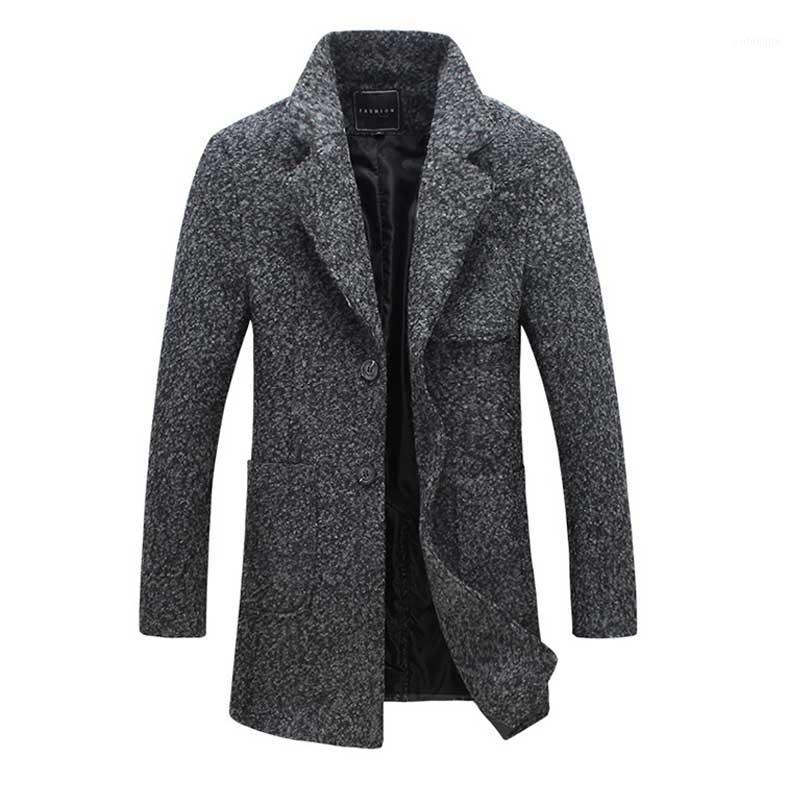 

Wool Jacket Overcoat 5XL Mens Woolen Coat Long Casaco Masculino Fashion Autumn Winter Warm Trench Single Breasted1 Men's & Blends, Dark grey