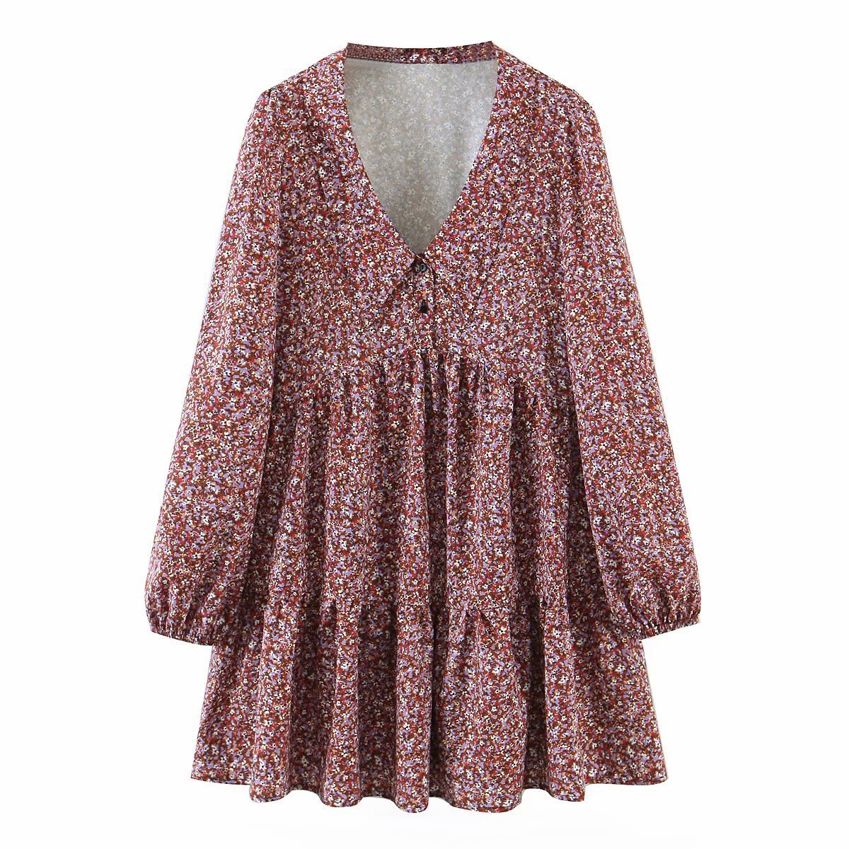 

2021 New 3482 Autumn European and American Women's Lapel Floral Loose Long Sleeve Factory Direct Wholesale Tg8c, See chart