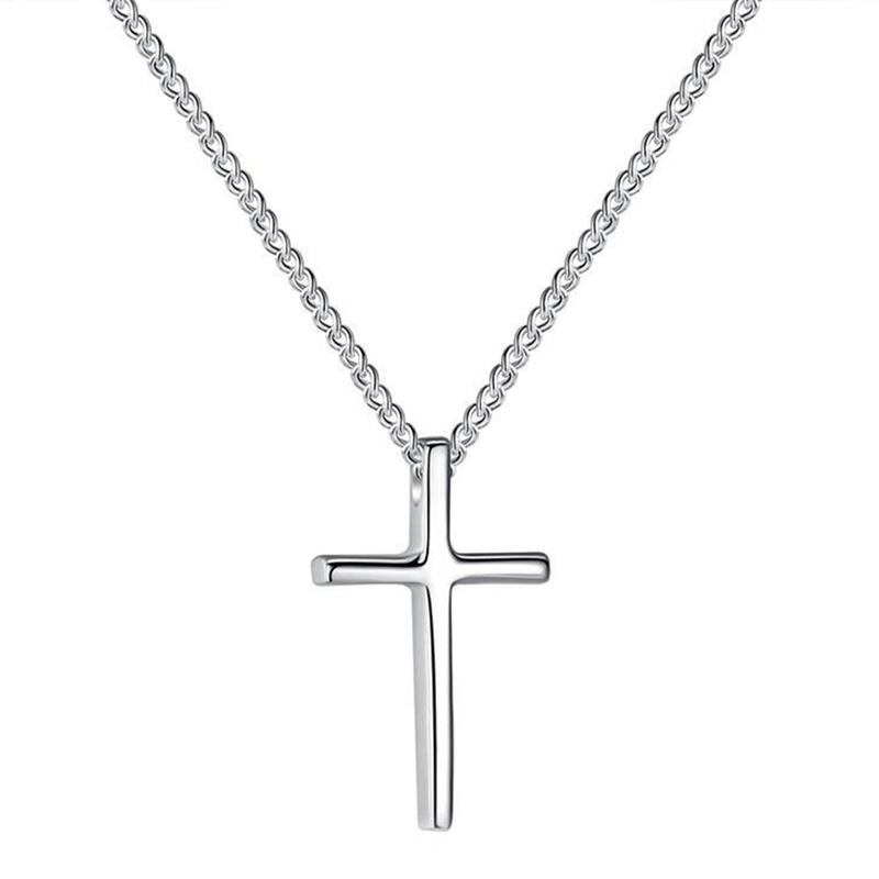 

Small Platinum Cross Pendant Necklace Women Girl Kids, Mini Charm Pendant Platinum Color Jewelry Crucifix Christian Ornaments