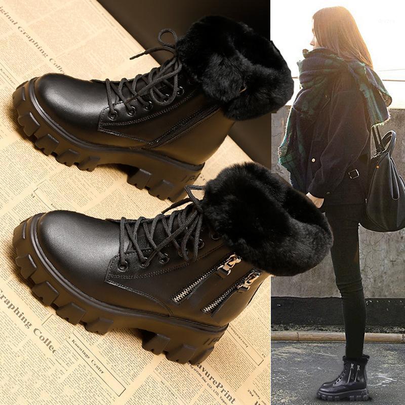 

Retro Warm Shoes Women Warm Snow Boots Plush Shoes Autumn Ladies Ankle footware with Fur British Style Female botas mujer Boots1, Beige