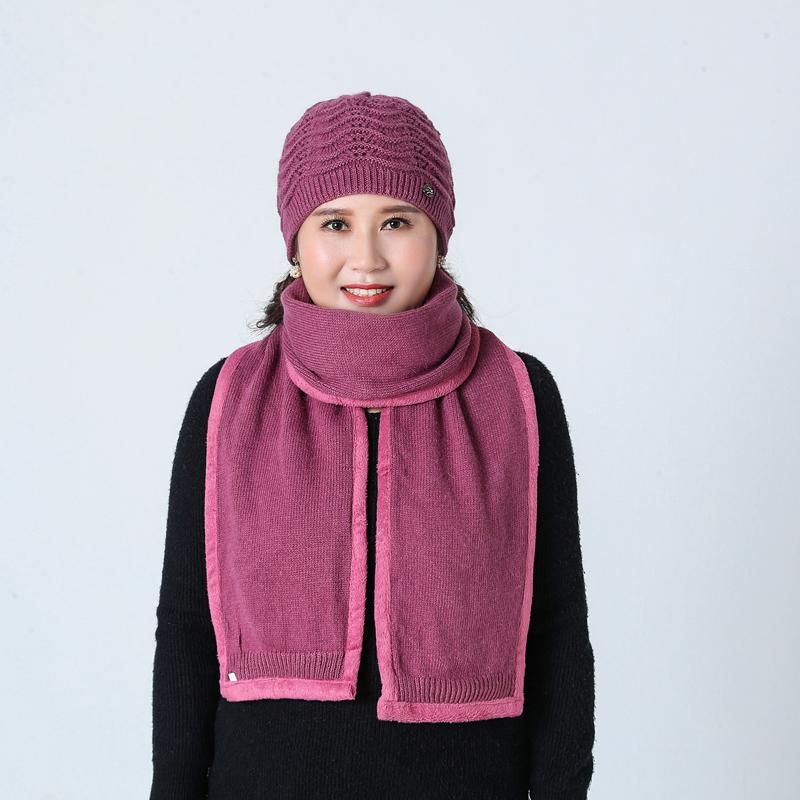 

New Winter Women Wool Mixed Scarf Set Warm Knitted Plush Scarves Two-piece Suit Crochet Bonnet Mom Cap Gifts Fleece Shawl, White