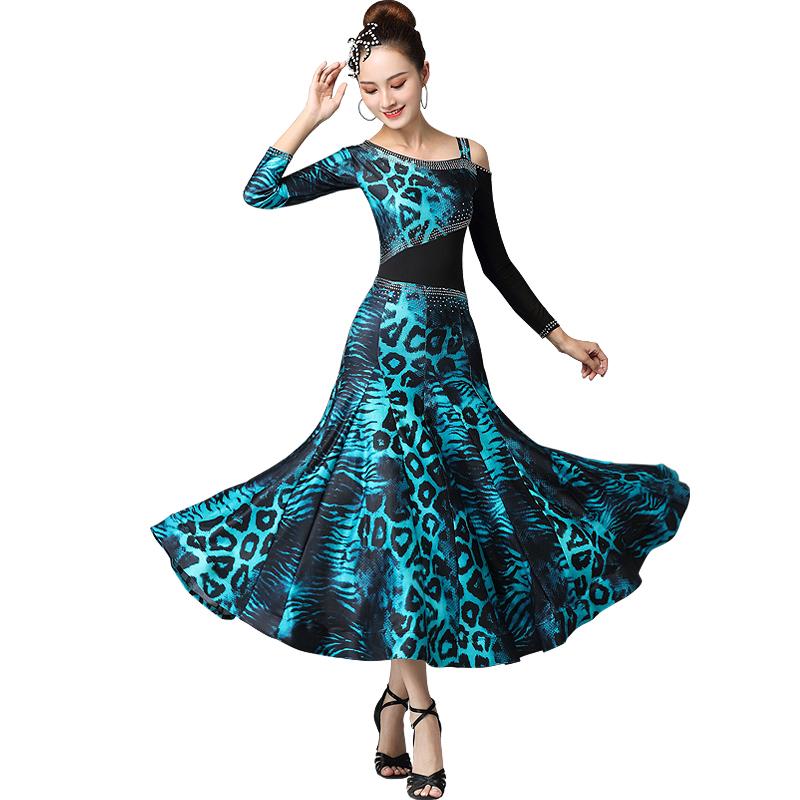 

ballroom dance dress leopard dance clothes women ballroom gown waltz dress rumba for dancing big swing costumes, See chart