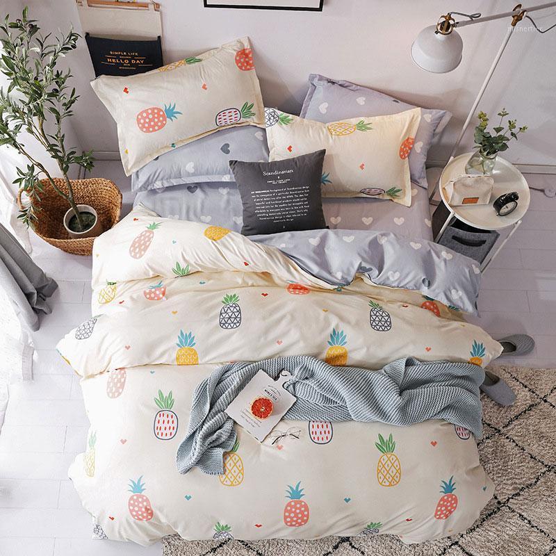

Tropical Pineapple Fruit Printed 4pcs Bed Cover Set Duvet Cover Adult Child Bed Sheet Pillowcase Comforter Bedding Set 610031, 2tj-61019-010