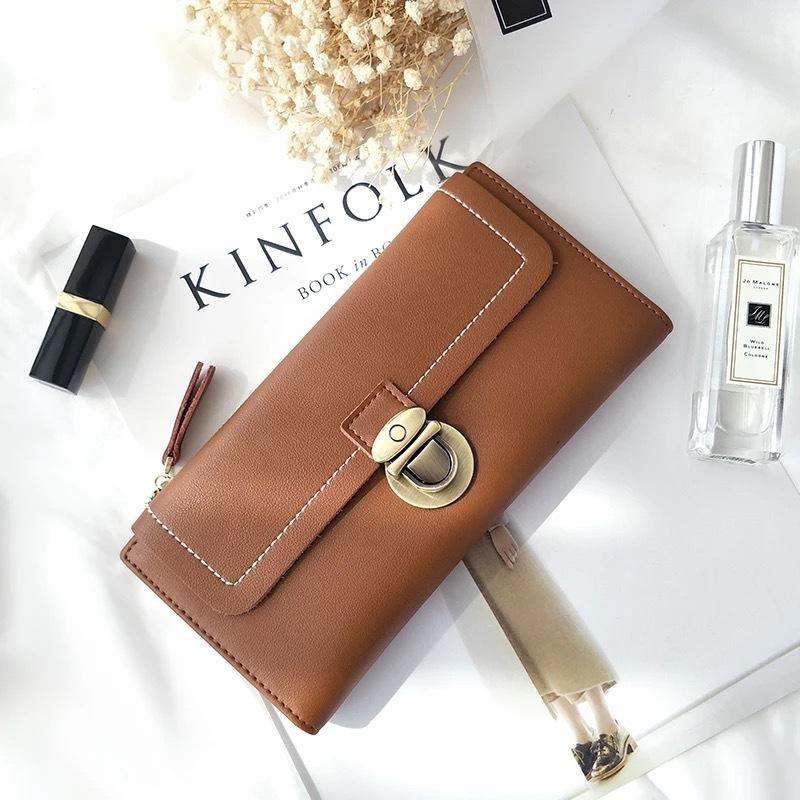 

2020 new ladies wallet long simple and fashionable half-fold card holder wallet large capacity zipper card holder, Blue