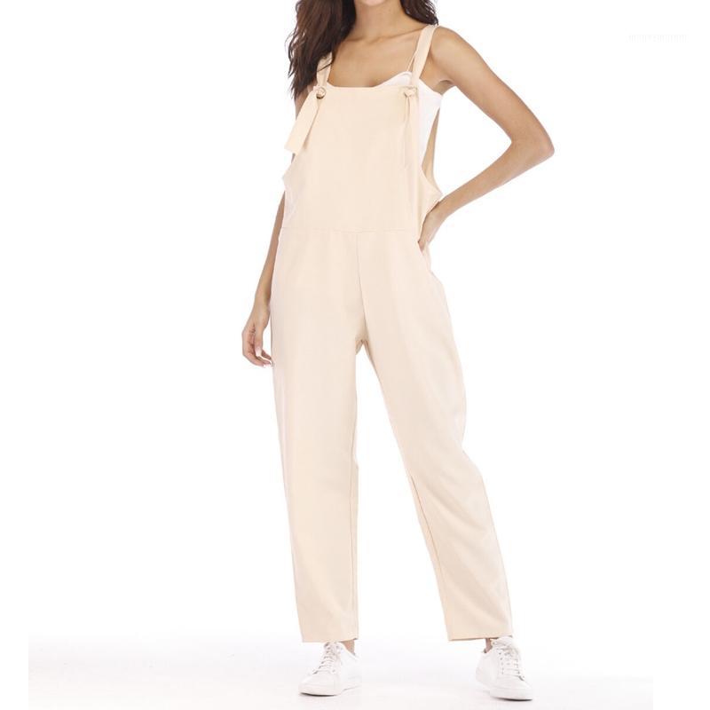 

Women New Fashion Jumpsuits Overalls Loose Ladies Casual Solid Romper Trousers Female Summer Long Jumpsuit Playsuits 20191, Beige