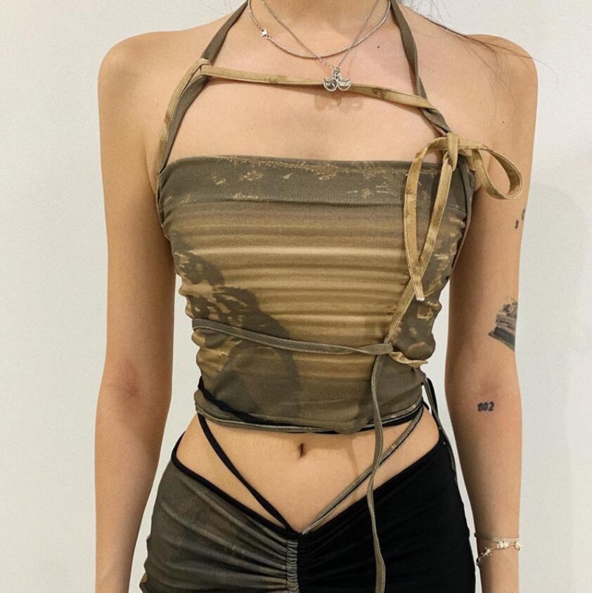 

Punk Gothic t T-shirt Grunge Rents Off the Shoulder Women Hip Hop Top Vintage Vintgae Printout Superior Q81 Harvest Oxc1, Army green