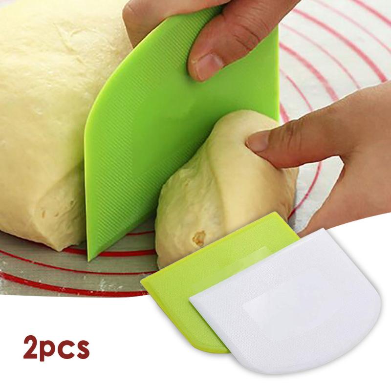 

2pc Plastic Cake Cream Spatula Dough Butter Batter Scraper Baking Tools For Home Baking Nough Cutting Tools Kitchen Gadgets