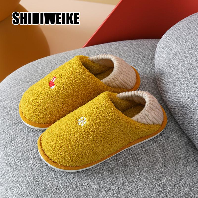 

Slippers Women New Cotton Slippers Ladies Cute Winter Warm Indoor Non-slip Home Fluffy Shoes Woman va426, Yellow