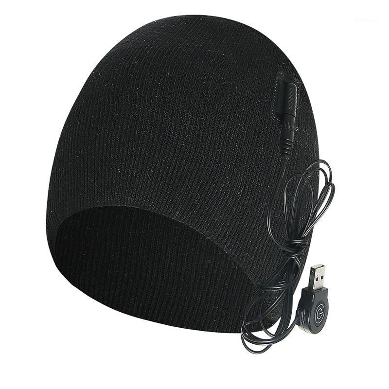 

Autumn And Winter Knitted Warm Hat USB Chargings Hot Hat Outdoor Sports Ski Cap Anti Electric Heating Cap Heated Beanie1, Grey