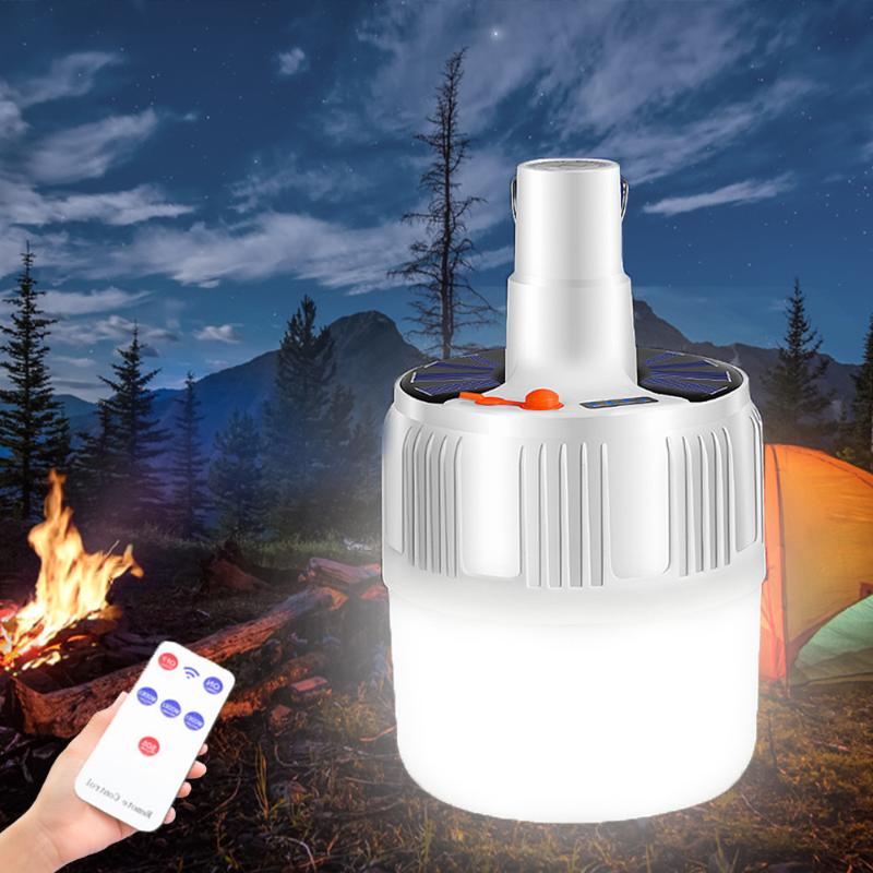 

Camping Light Rechargeable Bulb Lantern led Portable Outdoor Solar Lights With Remote Control 60W 80W 100W Tent Lamp