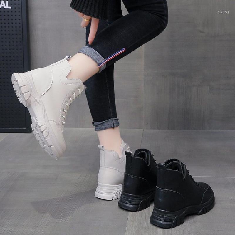 

Winter New 2021 Motorcycle Boots Women's Fashion Platform Casual Boots Lace-up Platform Black Ankle Female Botas Mujer1
