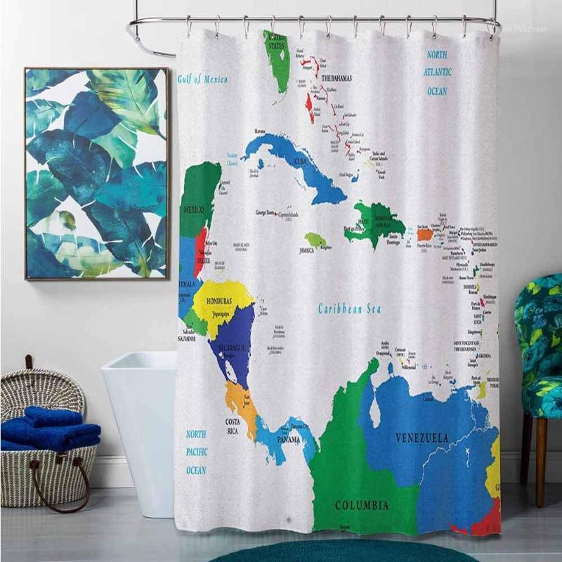 

Shower Curtains Map,Central America and The Caribbean Islands Map Countries Cities Names Regions Locations, Multicolor,W65 x L721