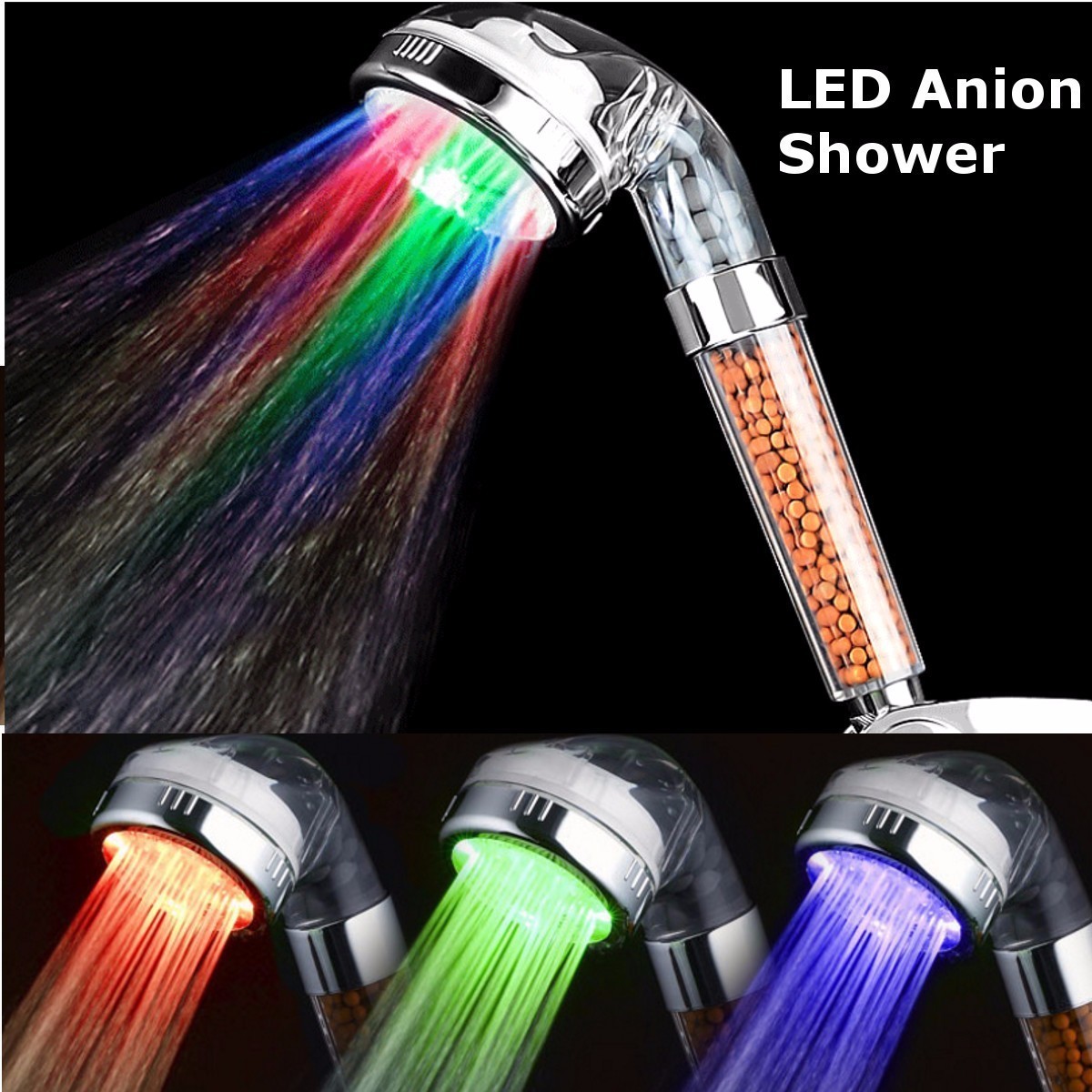 

Xueqin Colorful LED Light Bath Showerhead Water Saving Anion SPA High Pressure Hand Held Bathroom Shower Head Filter Nozzle Y200109